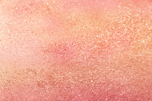 Classic Living Coral, Peach, Salmon Glitter Background With Selective Focus - Abstract Texture