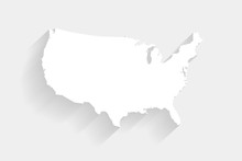 Simple White United States Map On Gray Background, Vector