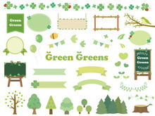 自然 緑のフレーム飾り素材