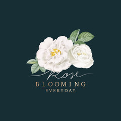 Sticker - White rose blooming card design