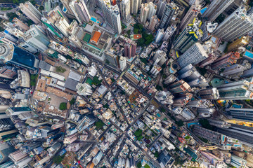 Fototapete - Top view of Hong Kong downtown city