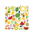 Fresh colourful fruit flat.Vector illustration.