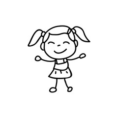 Wall Mural - Cartoon character happy girl people happiness hand drawing illustration