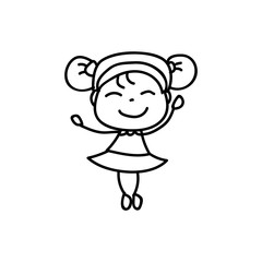 Wall Mural - Cartoon character happy girl people happiness hand drawing illustration