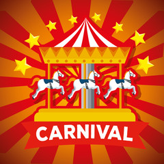 Poster - carnival merry go round and stars with ribbon decoration