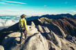 © Summit Art Creations - Epic adventure of hiker do trekking activity in mountain of Northern Japan Alps, Nagano, Japan, with panoramic nature mountain range landscape. Motivation leisure sport and discovery travel concept.