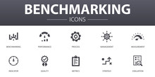 Benchmarking Simple Concept Icons Set. Contains Such Icons As Performance, Process, Management, Indicator And More, Can Be Used For Web, Logo, UI/UX