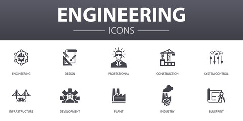 engineering simple concept icons set. contains such icons as design, professional, system control, i