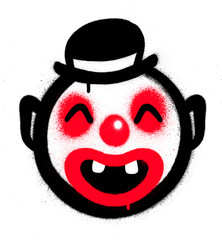 Wall Mural - graffiti clown character sprayed in red black over white