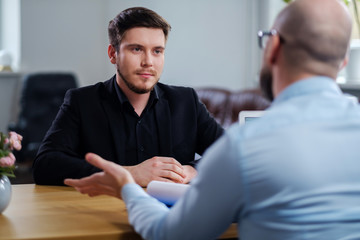 Poster - Confident young man attending job interview