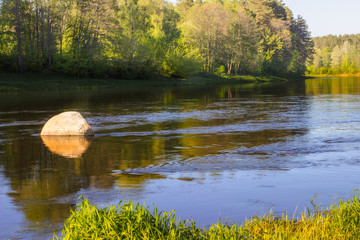 Beautiful view of the river Nemunas in the evening. Lithuania