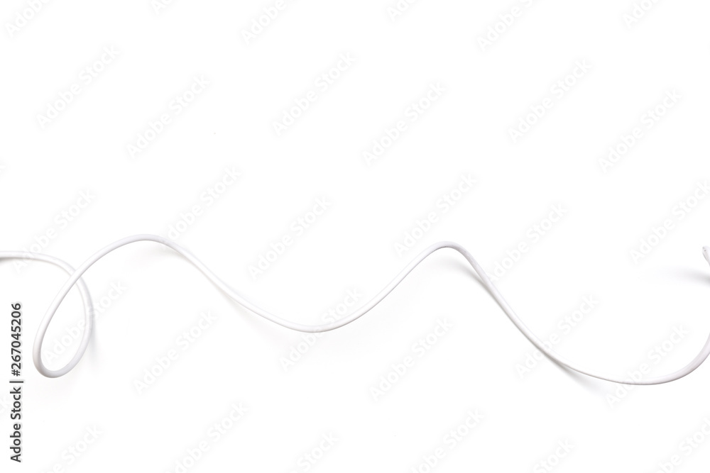 white power cable socket isolated on white background - obrazy, fototapety, plakaty 