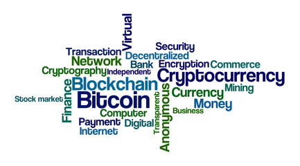 Wall Mural - word cloud on a white background - bitcoin