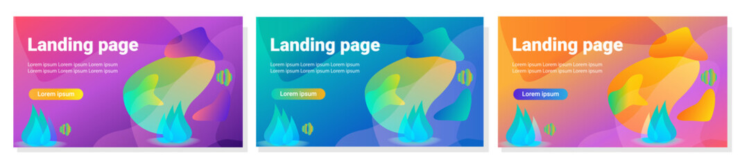 web page design templates for data analysis, management app, website development.