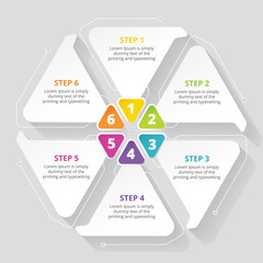 Wall Mural - 6 steps business process infographic template design - Vector Illustration