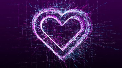 Wall Mural - digital animation of the sign of the heart and love in the virtual space of the future.abstract idea