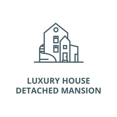 Luxury house,detached mansion vector line icon, outline concept, linear sign