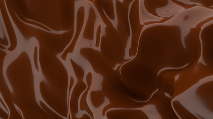 Wall Mural - Liquid Chocolate background. Melted dark Chocolate. Wave brown background. Chocolate.