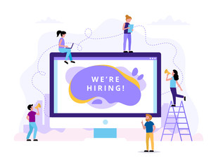 Wall Mural - we're hiring. concept illustrations for human resources, hiring process, vacancies, recruitment depa