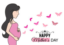Mothers Day Card. Pregnant Woman