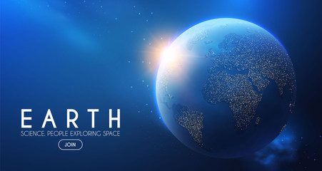 Wall Mural - eath planet in space with lights. realistic universe. cosmos background.