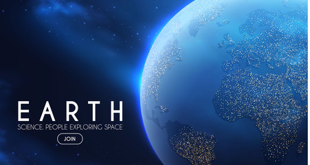 Wall Mural - eath planet in space with lights. realistic universe. cosmos background.