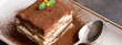 Tiramisu Cake Homemade Dessert with Mascarpone Cheese and Espresso Coffee