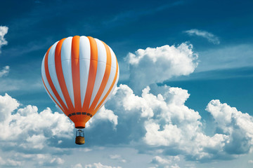 multicolored, large balloons against the blue sky. travel concept, dream, new emotions, travel agenc
