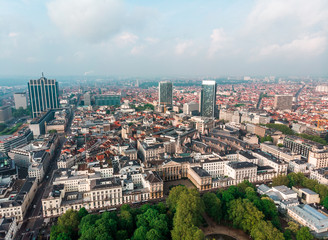 Aerial view of central Brussels, Belgium