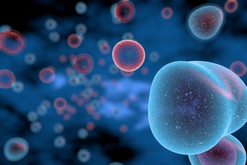 Wall Mural - t cells attacking cancer cells 3d illustration