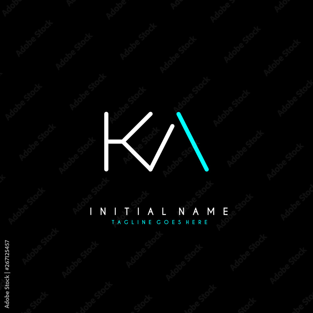 Initial K A KA minimalist modern logo identity vector - obrazy, fototapety, plakaty 
