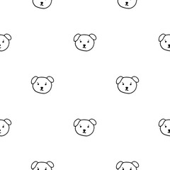 Poster - Seamless pattern Hand Drawn dog face doodle. Sketch style icon. Decoration element. Isolated on white background. Flat design. Vector illustration