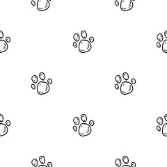 Wall Mural - Seamless pattern Hand Drawn paw doodle. Sketch style icon. Decoration element. Isolated on white background. Flat design. Vector illustration