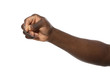 © New Africa - African-American man holding something in hand on white background, closeup