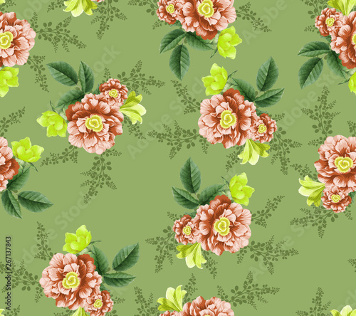 seamless flower with branches pattern