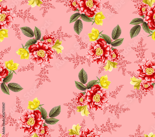 seamless flower with branches pattern