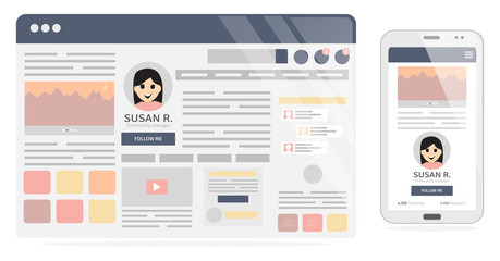Social media profile page. Flat editable vector illustration, clip art