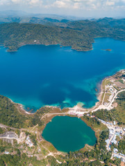 Sticker - Aerial view of the amazing Montebello turquoise lakes in Chiapas, Mexico