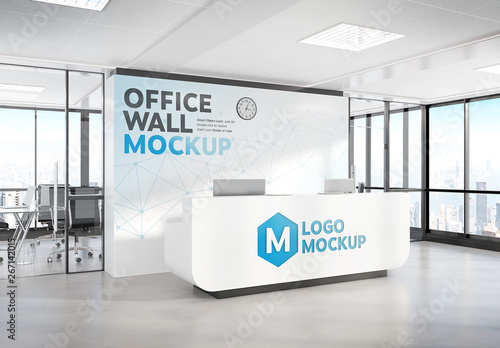 Download Reception Desk in Modern Office Mockup Stock Template ...
