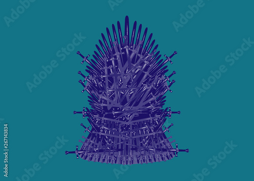 Fotomural Hand drawn iron throne of Westeros made of antique swords or metal blades