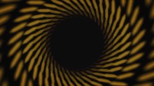 Abstract Animation Of Hypnotizing Black And Yellow Striped Tunnel On The Black Background. Animation. Colorful Animation