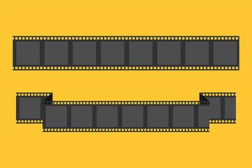 Wall Mural - Cinema ribbon isolated filmstrip on orange background in flat style.