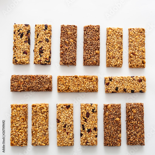 Granola Bars On The White Background Top View Buy This Stock