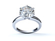 Close-up diamond engagement ring isolated on white background