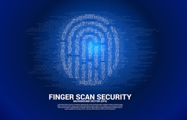 vector thumbprint icon from one and zero binary code. background concept for finger scan technology and privacy access.