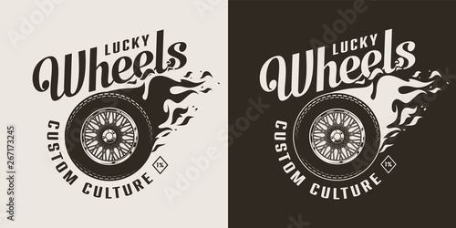 Vintage motorcycle monochrome emblem