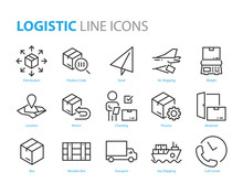 Set Of Logistic Icons, Such As Distribution, Delivery, Box, Shipping, Location, Sending