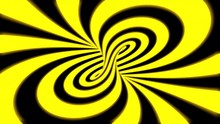 Hypnotic Psychedelic Illusion Seamless Looping Animation Background With Swirling Black And Glowing Yellow Stripes. 4k Video