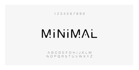 Wall Mural - Minimal font creative modern alphabet. Typography with dot regular and number. minimalist style fonts set. vector illustration