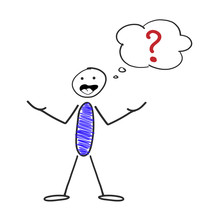 Thinking Question Mark Stick Figure Man Isolated